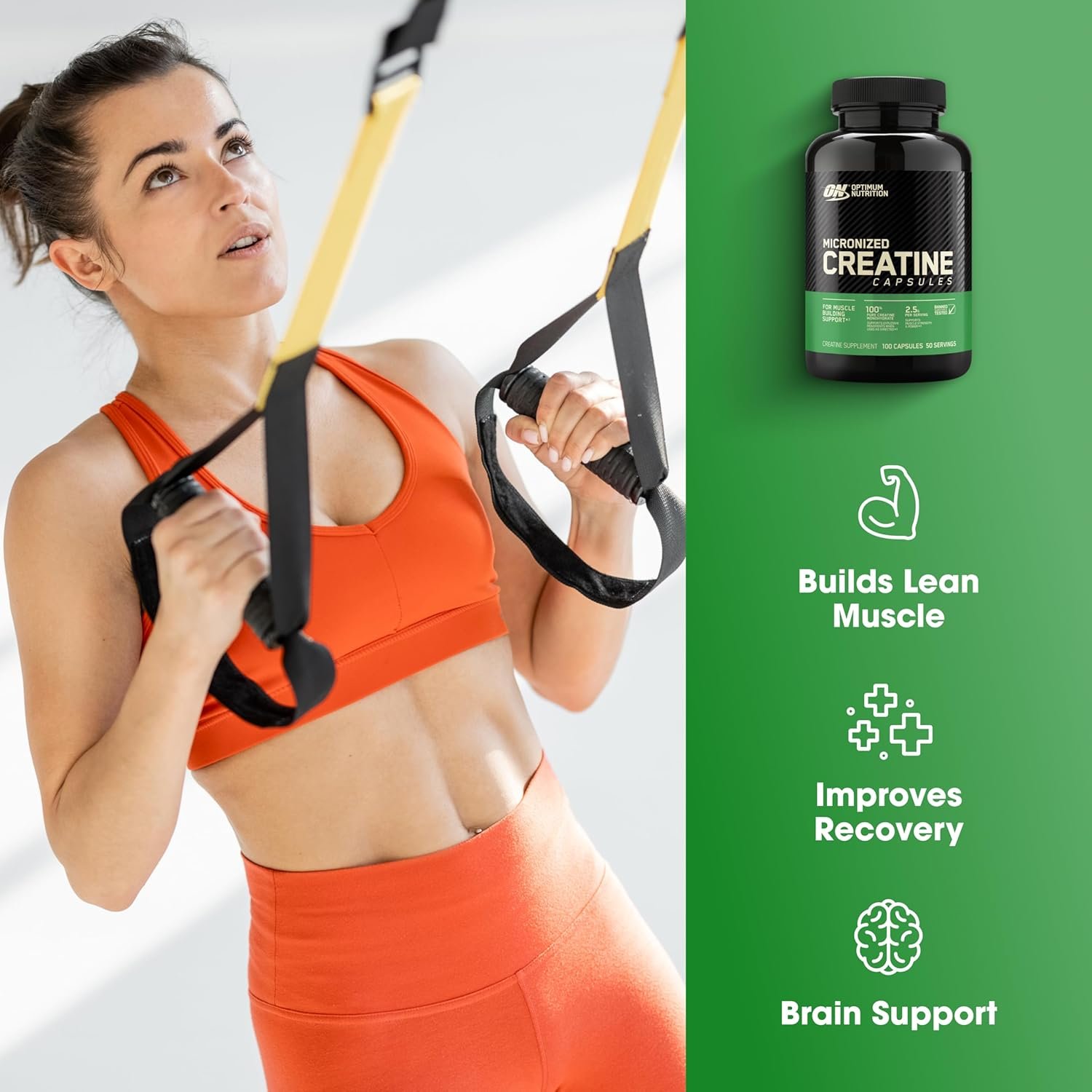 Optimum Nutrition Micronized Creatine Monohydrate Capsules, Keto Friendly, 2500mg, 100 Capsules - Image 3