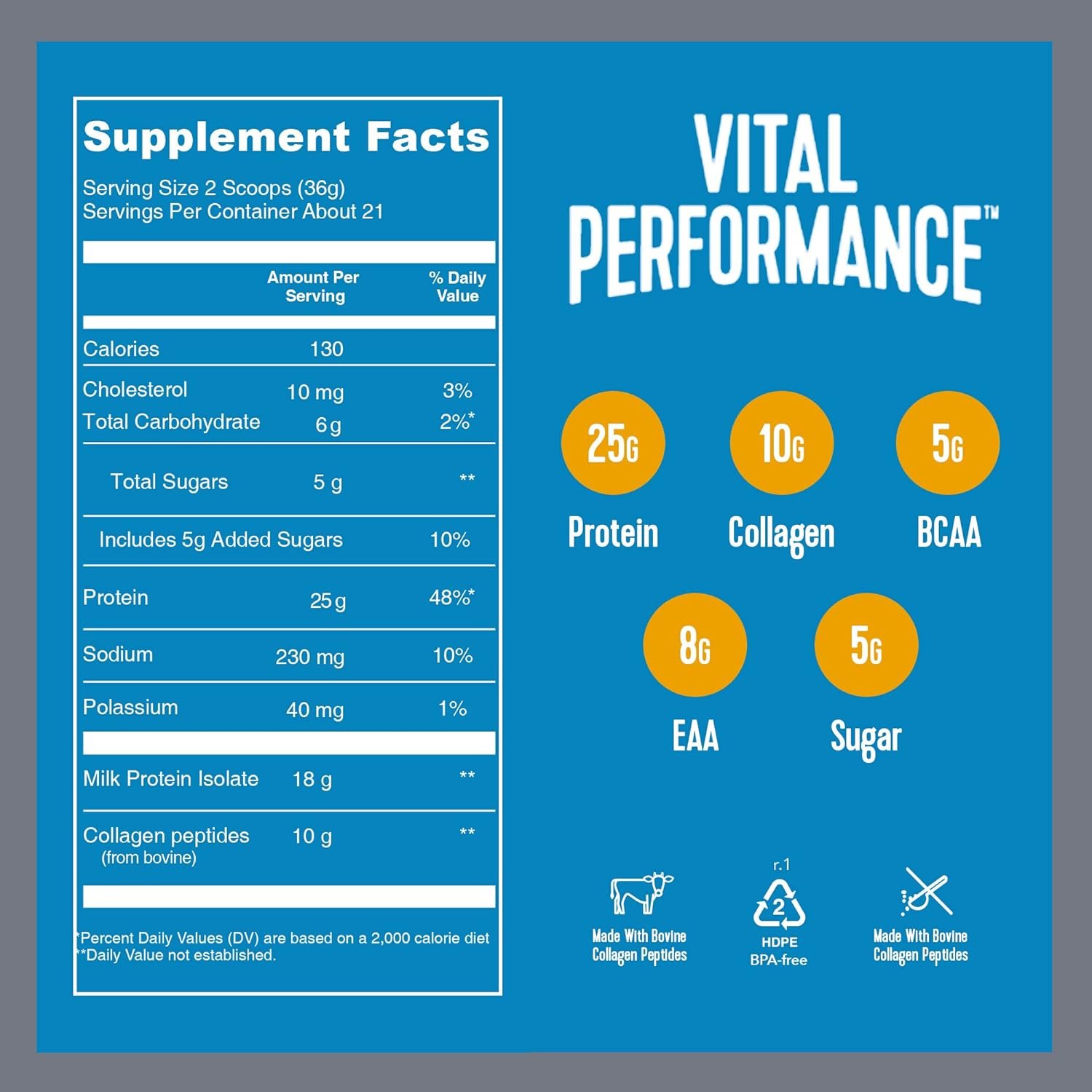 Vital Proteins Collagen Peptides Powder - Vanilla, Protein Powder Blend, Lactose-Free, Made Without Gluten, 1.68lb - Image 2