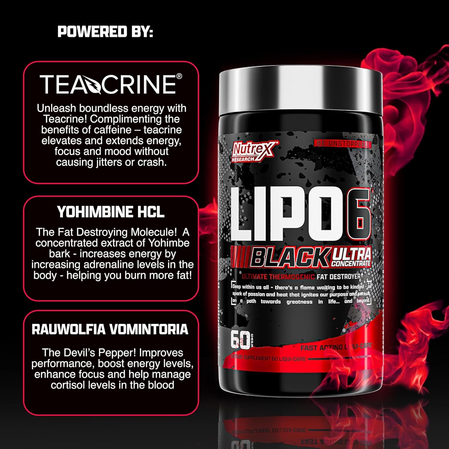 Nutrex Research Lipo-6 Black Ultra Concentrate | Thermogenic Energizing Fat Burner Supplement, Increase Weight Loss, Energy & Intense Focus |Capsule, 60Count - Image 4