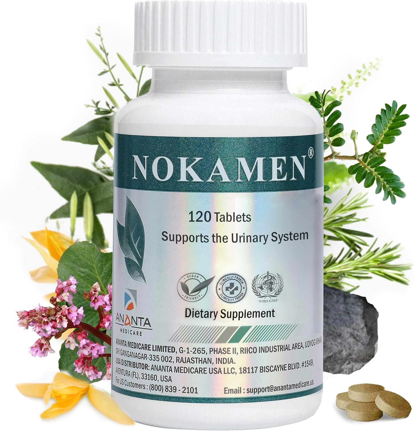 NOKAMEN – Kidney & Urinary Tract Support Herbal Formula, 120 Tabs
