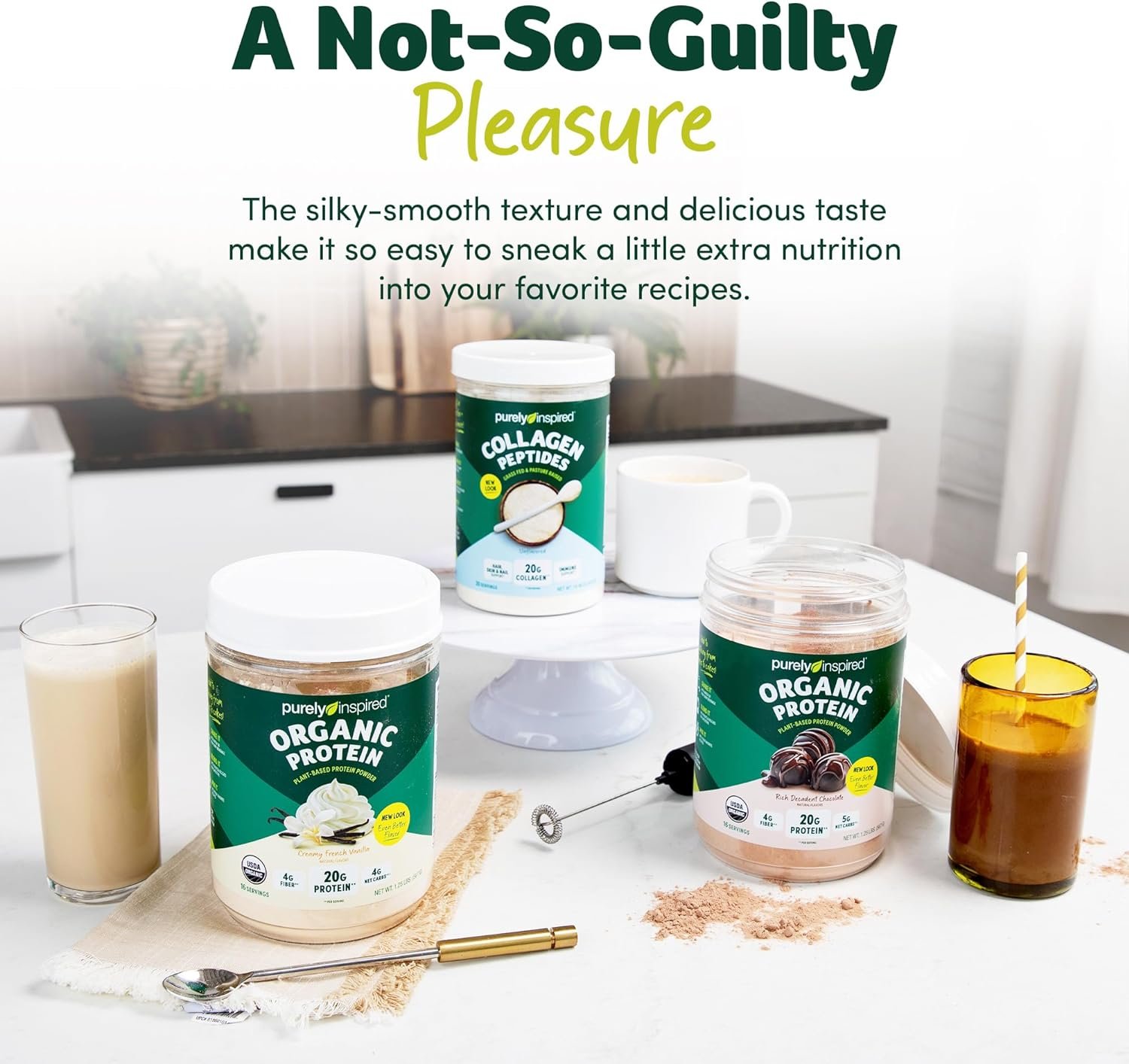 Purely Inspired Plant-Based Protein Powder for Men & Women, Rich Decadent Chocolate (16 Servings) - Vegan & Organic - 20g of Pea Protein Powder for Smoothies & Shakes - Dairy-Free, & Gluten-Free - Image 3