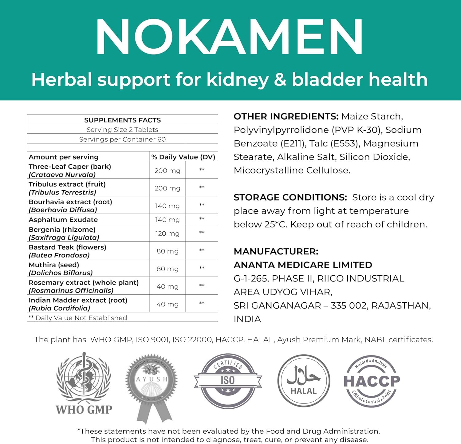 NOKAMEN – Kidney & Urinary Tract Support Herbal Formula, 120 Tabs - Image 8