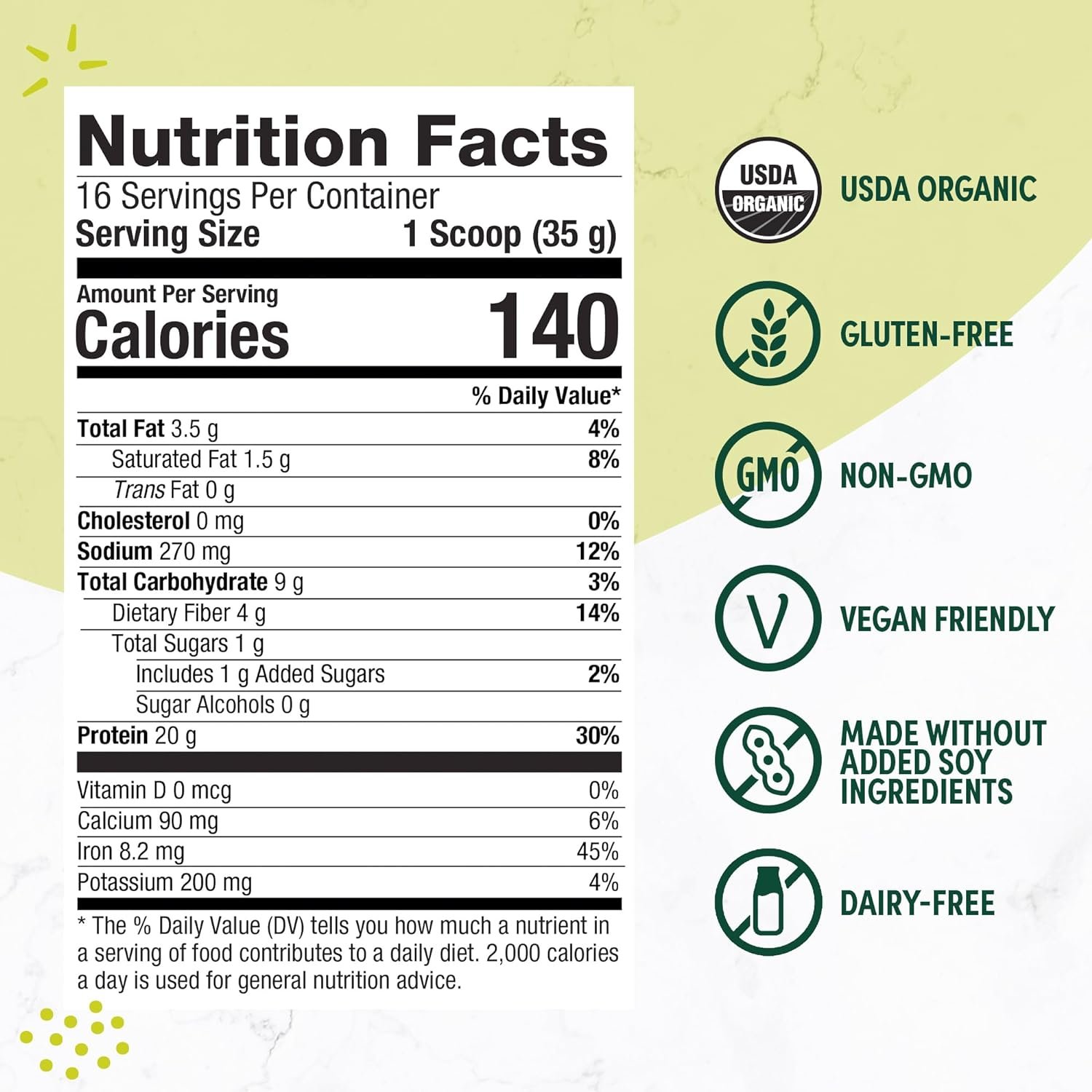 Purely Inspired Plant-Based Protein Powder for Men & Women, Rich Decadent Chocolate (16 Servings) - Vegan & Organic - 20g of Pea Protein Powder for Smoothies & Shakes - Dairy-Free, & Gluten-Free - Image 4