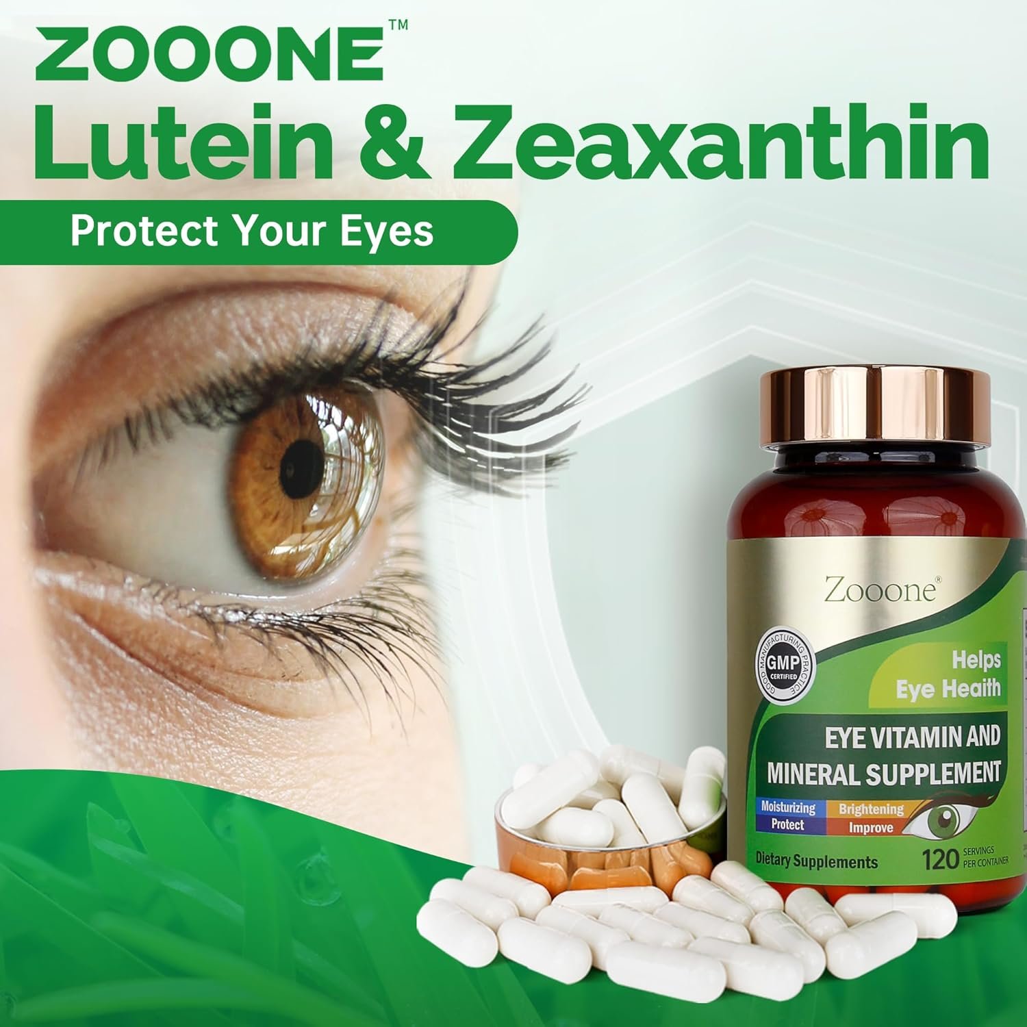 zooone- 120pcs Lutein Eye Vitamins Supplement for Macular Health and Dry Eye, Contains Lutein, Zinc, Vitamins C/E & Zeaxanthin to Support Eye Health - Image 4