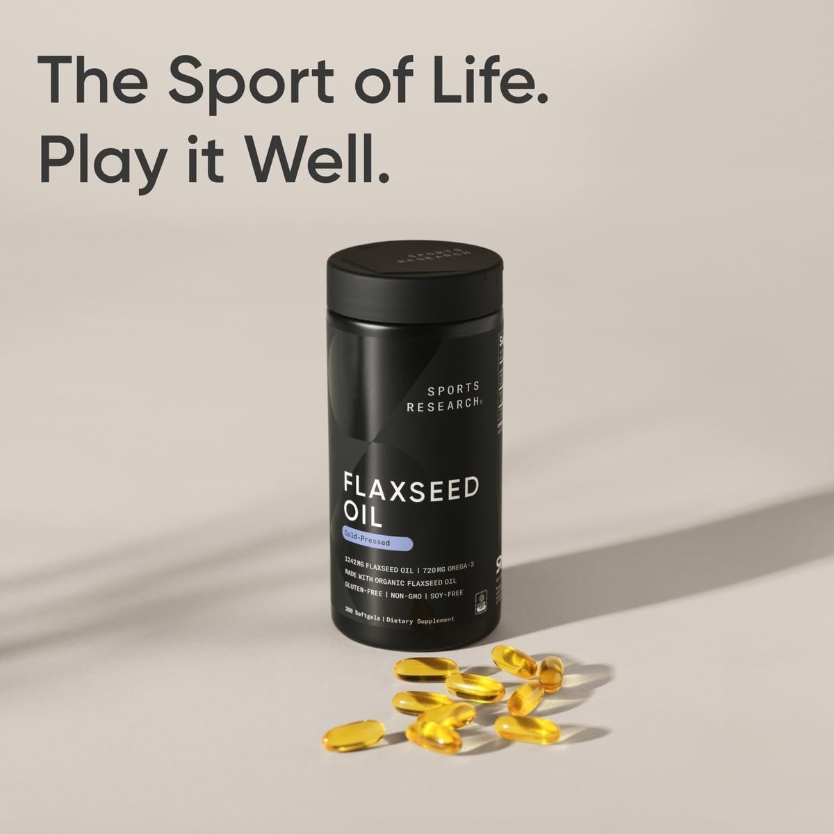 Sports Research Flaxseed Oil Softgels 1242mg - Plant Based Omega 3 Supplement for Women & Men - Non-GMO Verified, Soy & Gluten Free (200 Count) - Image 7