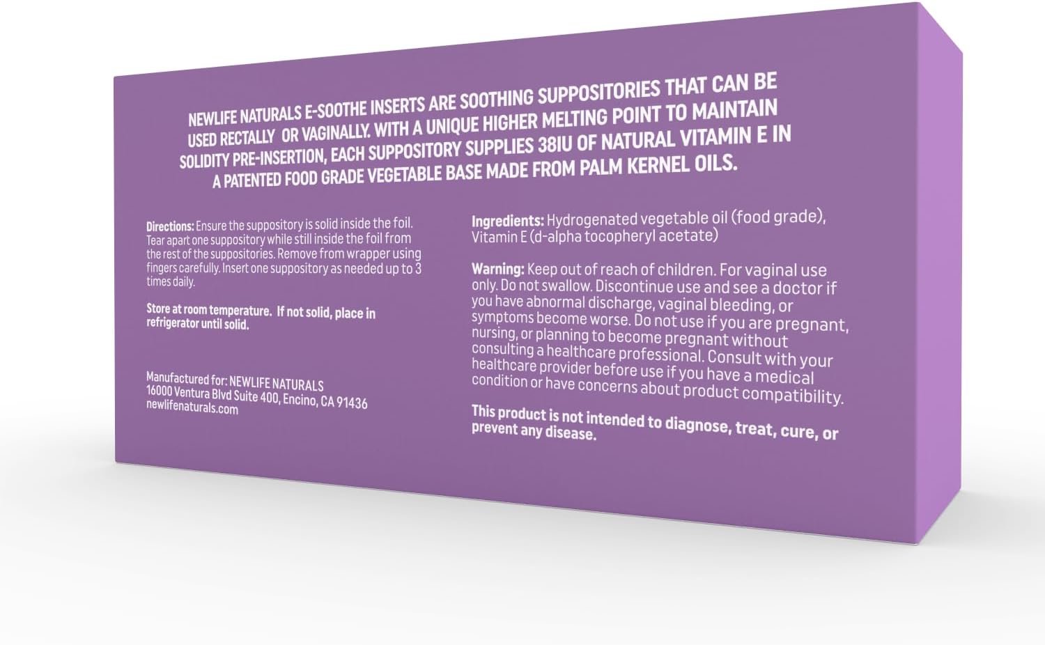 NewLife Naturals Vitamin E Suppositories 38IU - Vaginal Dryness Irritation Menopause Atrophy Relief - All Natural Estrogen Free Feminine Care - 24 Inserts - Image 2