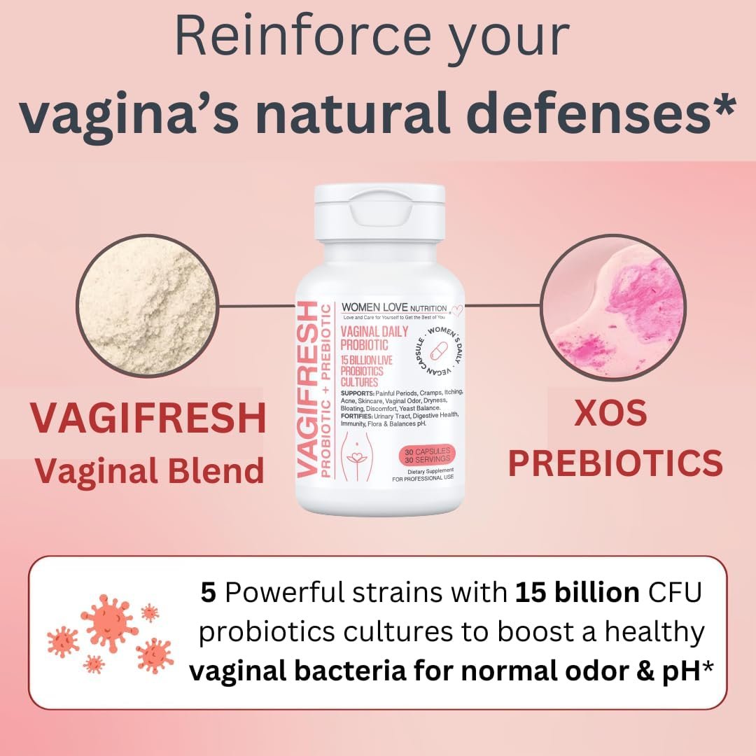 VAGIFRESH Vaginal Probiotics, pH Balance, Prebiotics & Lactobacillus. Women's Vaginal Health Supplement - Healthy Vaginal Odor & Flora, 30 Count. - Image 3