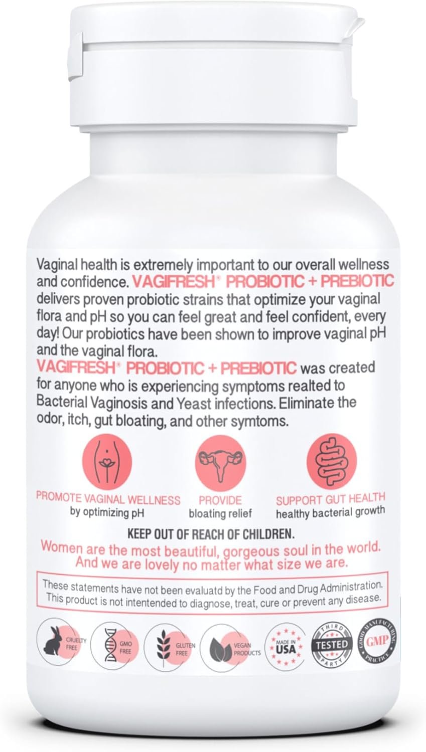 VAGIFRESH Vaginal Probiotics, pH Balance, Prebiotics & Lactobacillus. Women's Vaginal Health Supplement - Healthy Vaginal Odor & Flora, 30 Count. - Image 6