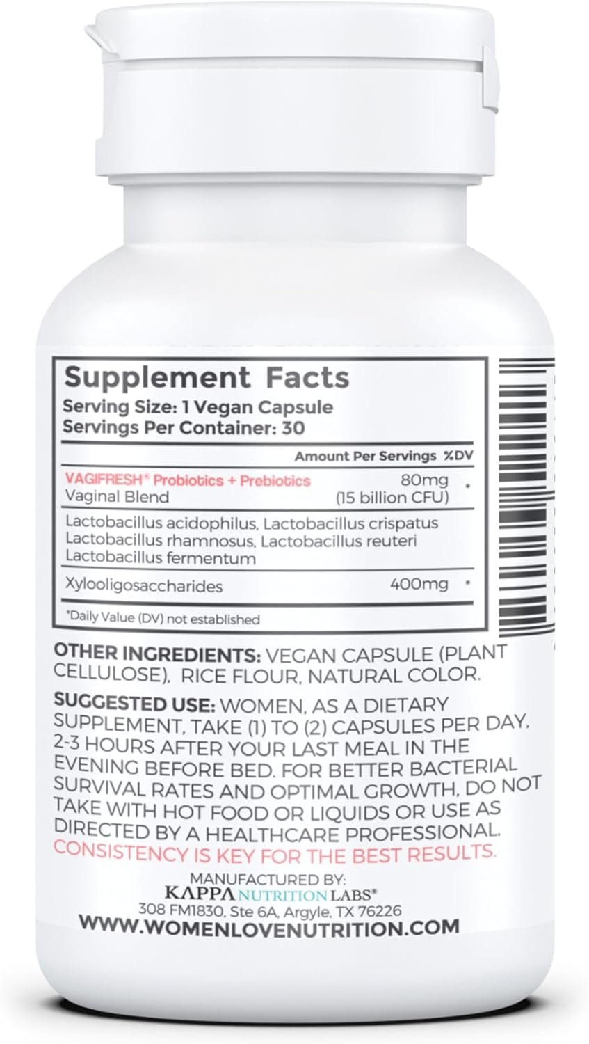 VAGIFRESH Vaginal Probiotics, pH Balance, Prebiotics & Lactobacillus. Women's Vaginal Health Supplement - Healthy Vaginal Odor & Flora, 30 Count. - Image 7