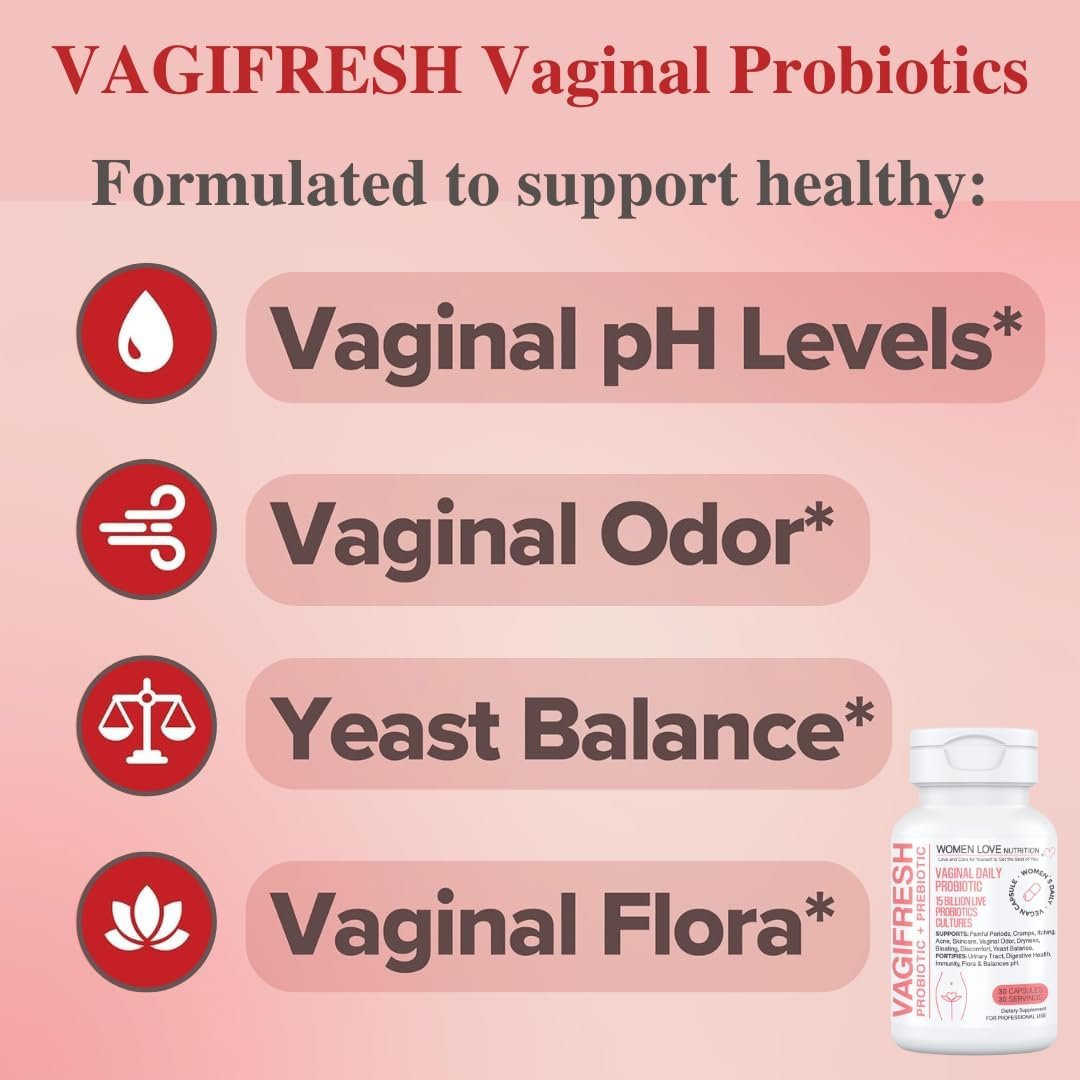 VAGIFRESH Vaginal Probiotics, pH Balance, Prebiotics & Lactobacillus. Women's Vaginal Health Supplement - Healthy Vaginal Odor & Flora, 30 Count. - Image 2