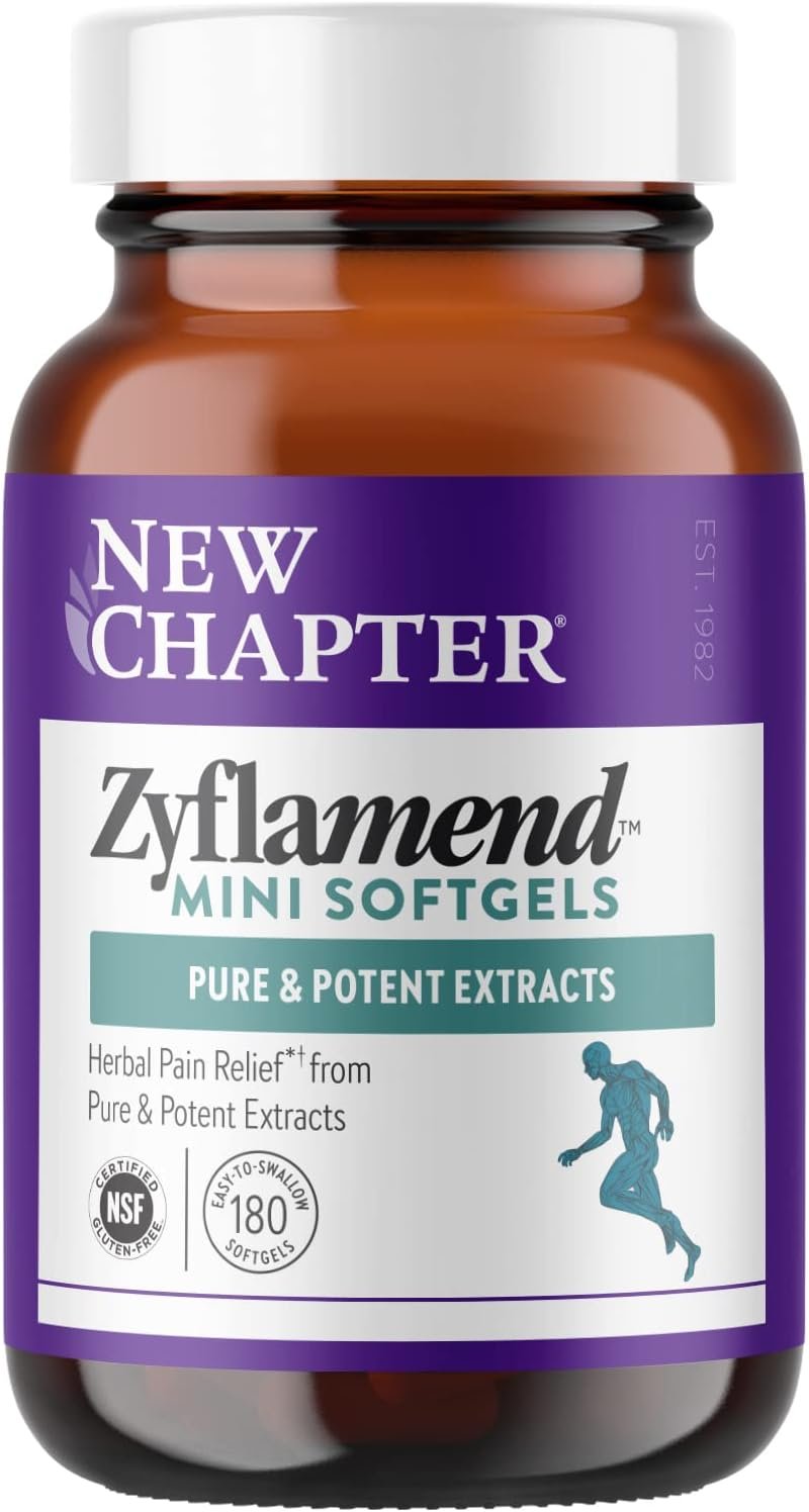 New Chapter Zyflamend™ Mini Softgels, Multi-Herbal Pain Reliever+ Joint Supplement, 10-in-1 Superfood Blend with Ginger & Turmeric for Healthy Inflammation Response, Mini Soft Gels, 180 Count