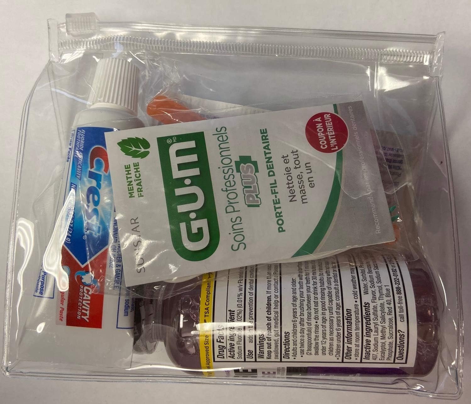 12 pcs Travel Essential Oral Care Kit, TSA Approved Content in Clear Waterproof Bag - Adult - Image 3