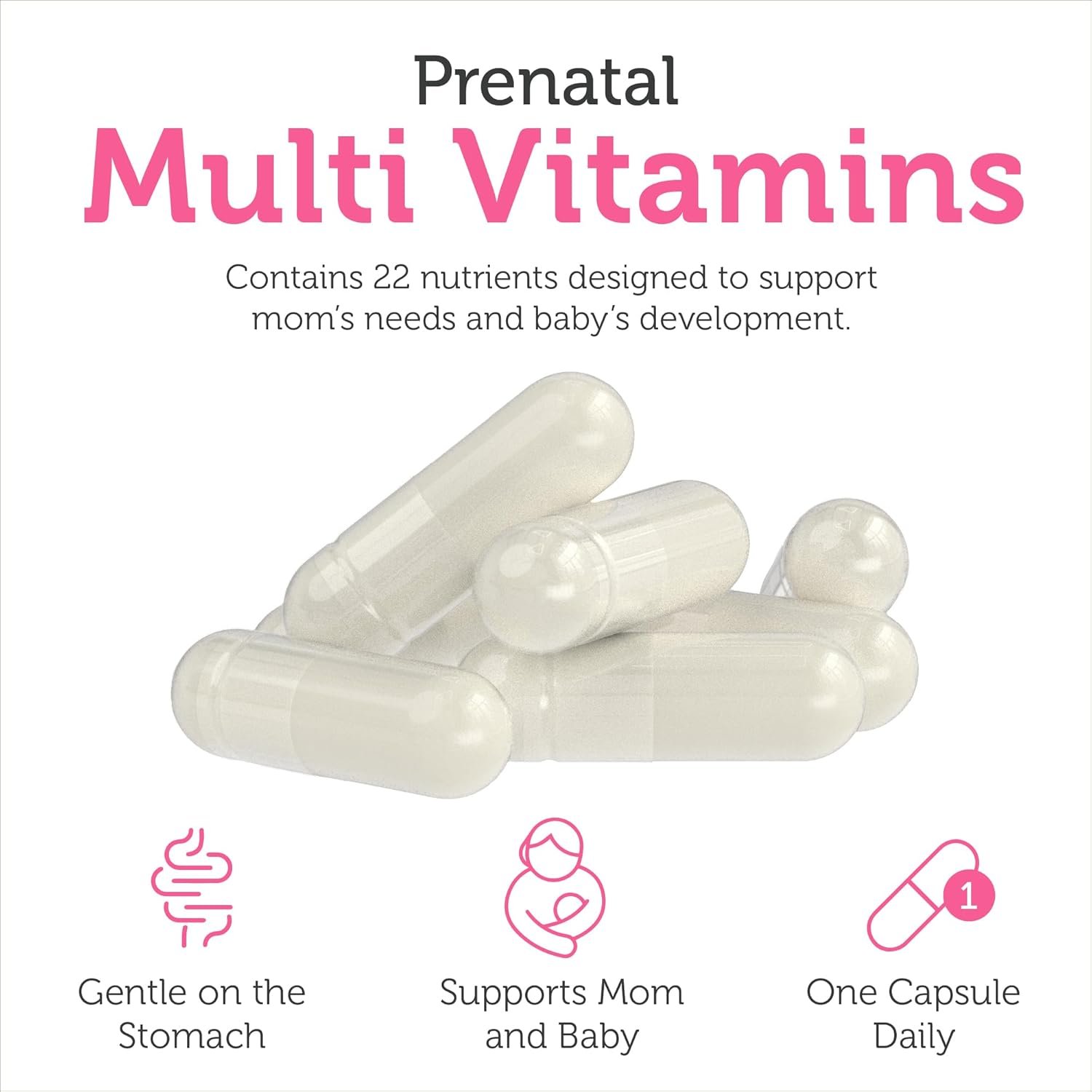 Zahler - Total One Prenatal Vitamins for Women (120 Count) Daily Multi Vitamin Prenatals with Folic Acid, Iron, Zinc & 19 Other Essential Vitamins & Minerals - Kosher Pre Natal Multivitamin Capsules - Image 5