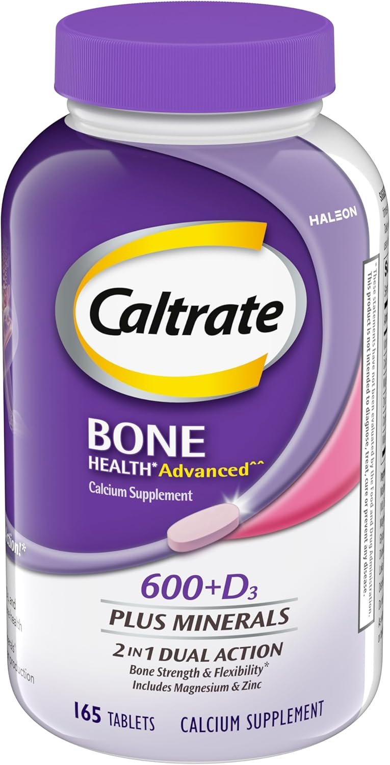 Caltrate 600 Plus D3 Plus Minerals Calcium and Vitamin D Supplement Tablets, Bone Health and Mineral Supplement for Adults - 165 Count