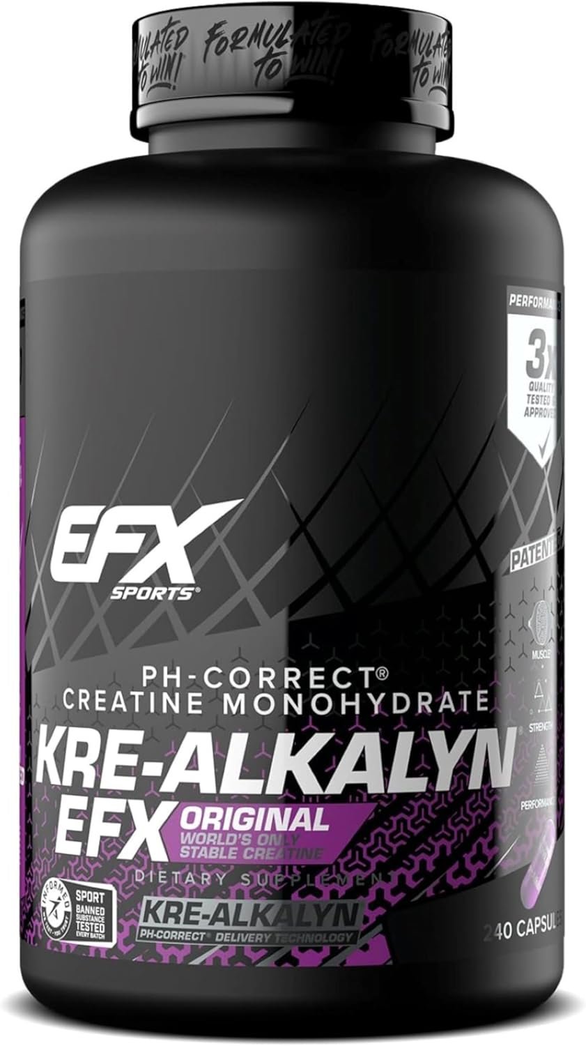 EFX Sports Kre-Alkalyn EFX | pH Correct Creatine Monohydrate Pill Supplement | Strength, Muscle Growth & Performance | 120 Servings, 240 Capsules - Image 2
