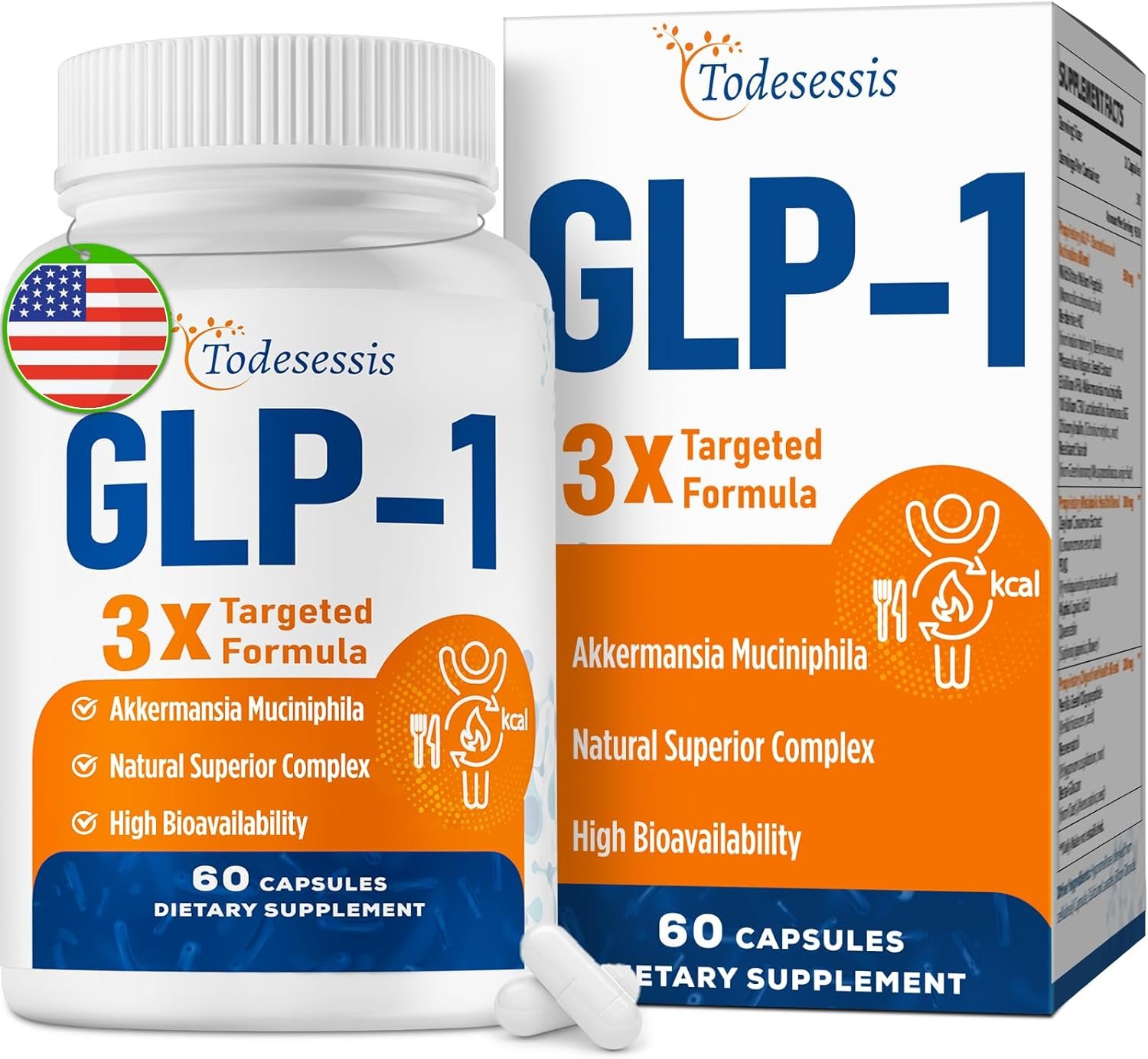 GLP-1 Supplement for Women, 3X Targeted Formula, Gentle on The Stomach, GLP1 with Akkermansia Probiotic, Berberine HCI & Chicory Inulin, Natural GLP-1 for Digestion & Gut Health - Vegan, 60 Capsules