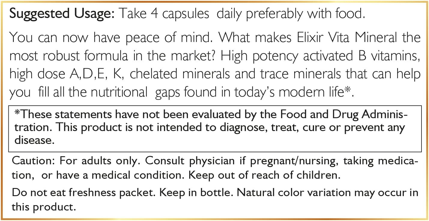 Cocó March N.M.D Elixir Vita Minerals - HIGH Potency - 24 Vitamins and Essential Minerals - Gluten Free, Dairy Free, Keto Friendly, Soy Free, 120 Capsules - Image 5