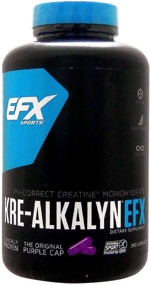 EFX Sports Kre-Alkalyn EFX | pH Correct Creatine Monohydrate Pill Supplement | Strength, Muscle Growth & Performance | 120 Servings, 240 Capsules
