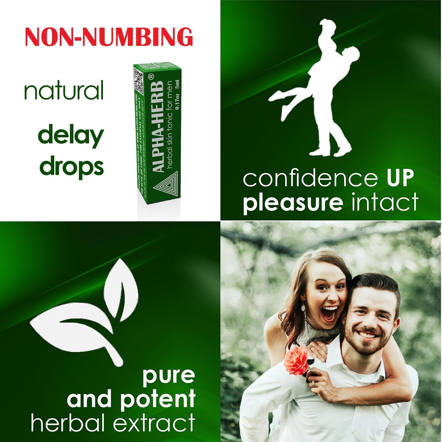 Alpha-Herb® No-Numbing Herbal Delay Spray Drops to Last Longer - Climax Control - Provides 30+ Uses per 5ml Bottle - Image 2