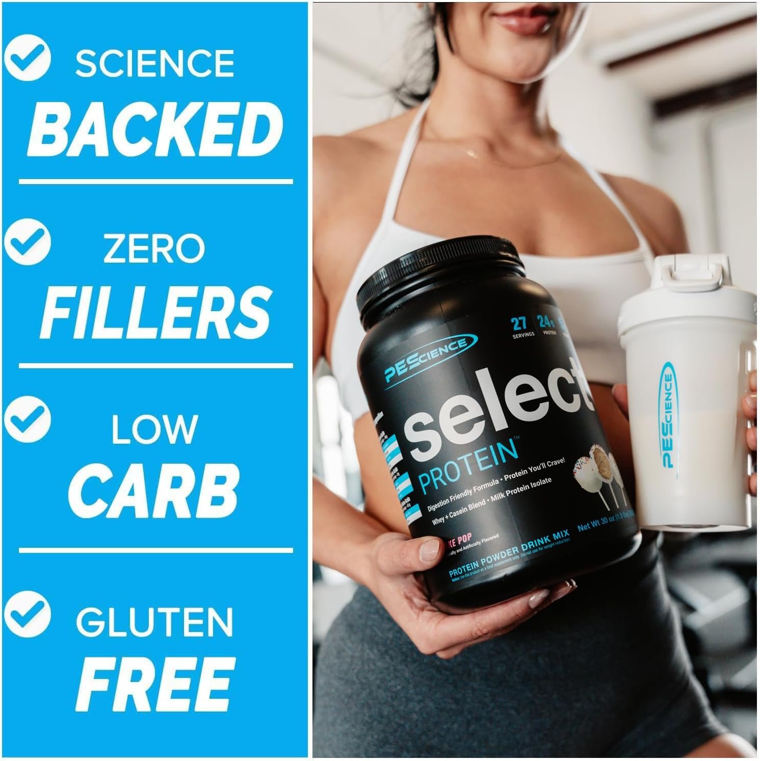 PEScience Select Protein Powder, Whey and Casein Blend, Clean Protein Powder for Women and Men, Low Calorie, Low Carb, Keto Friendly, Gluten Free - Frosted Chocolate Cupcake - 27 Servings - Image 7