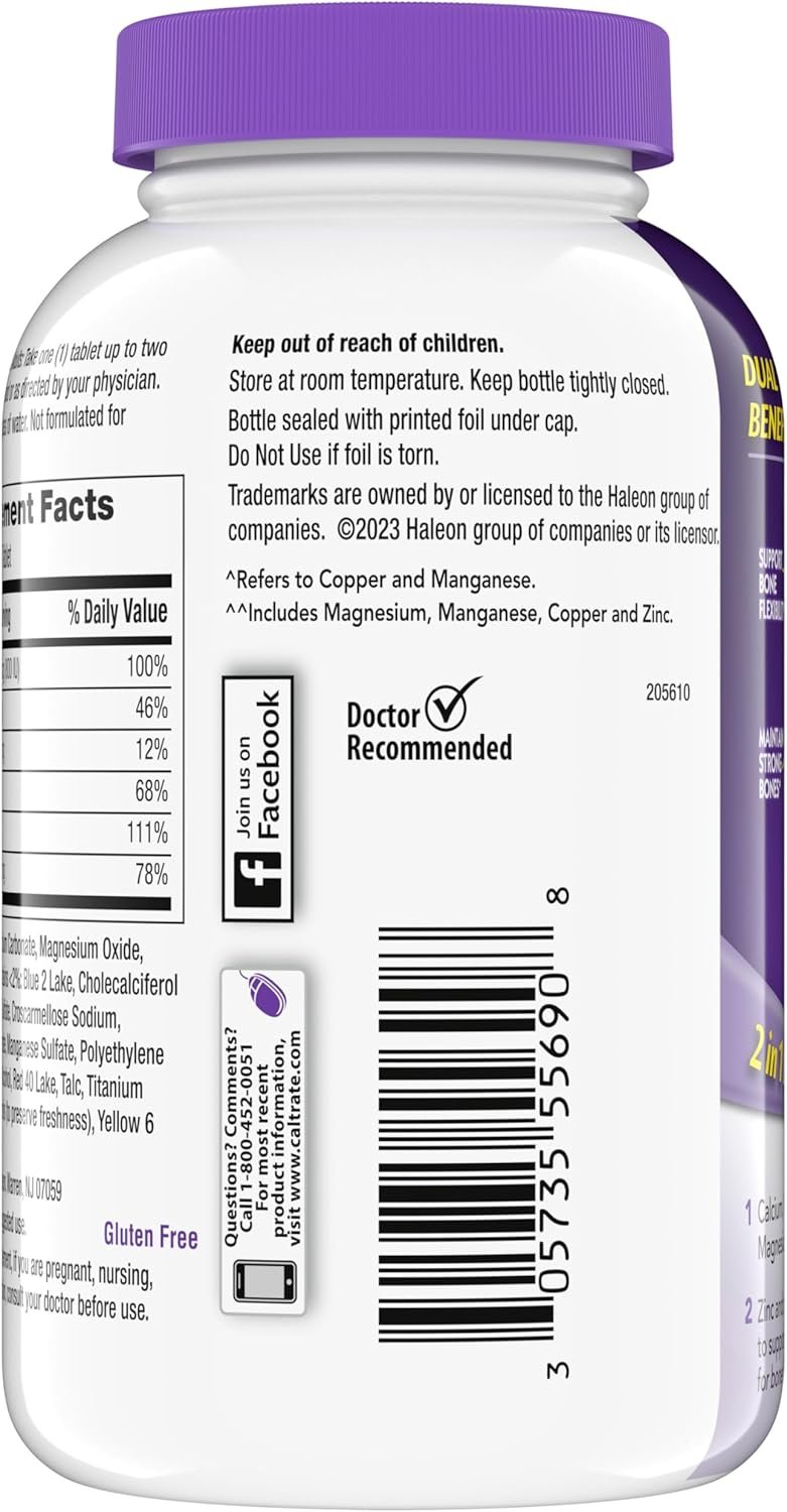 Caltrate 600 Plus D3 Plus Minerals Calcium and Vitamin D Supplement Tablets, Bone Health and Mineral Supplement for Adults - 165 Count - Image 11