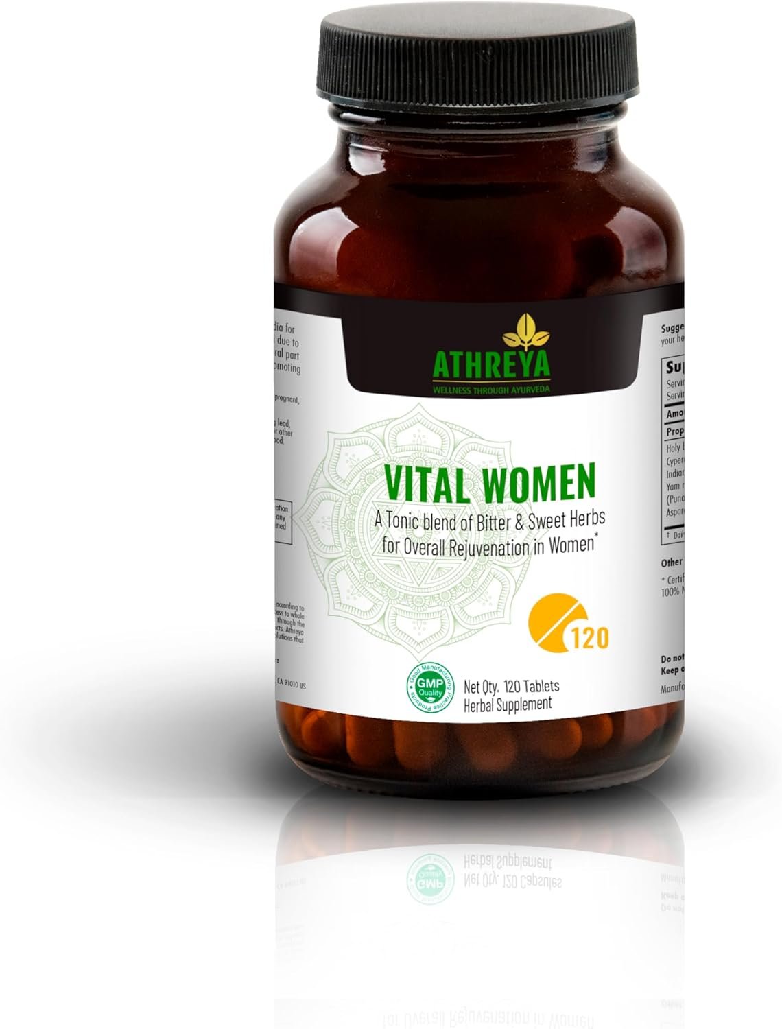 Athreya Herbs Vital Woman | 120 Tablets | Herbs for Stamina and Strength | Ayurvedic Supplement for Overall Rejuvenation | Maintains Skin & Hair Health | Vegan, Non-GMO | 30 Day Supply