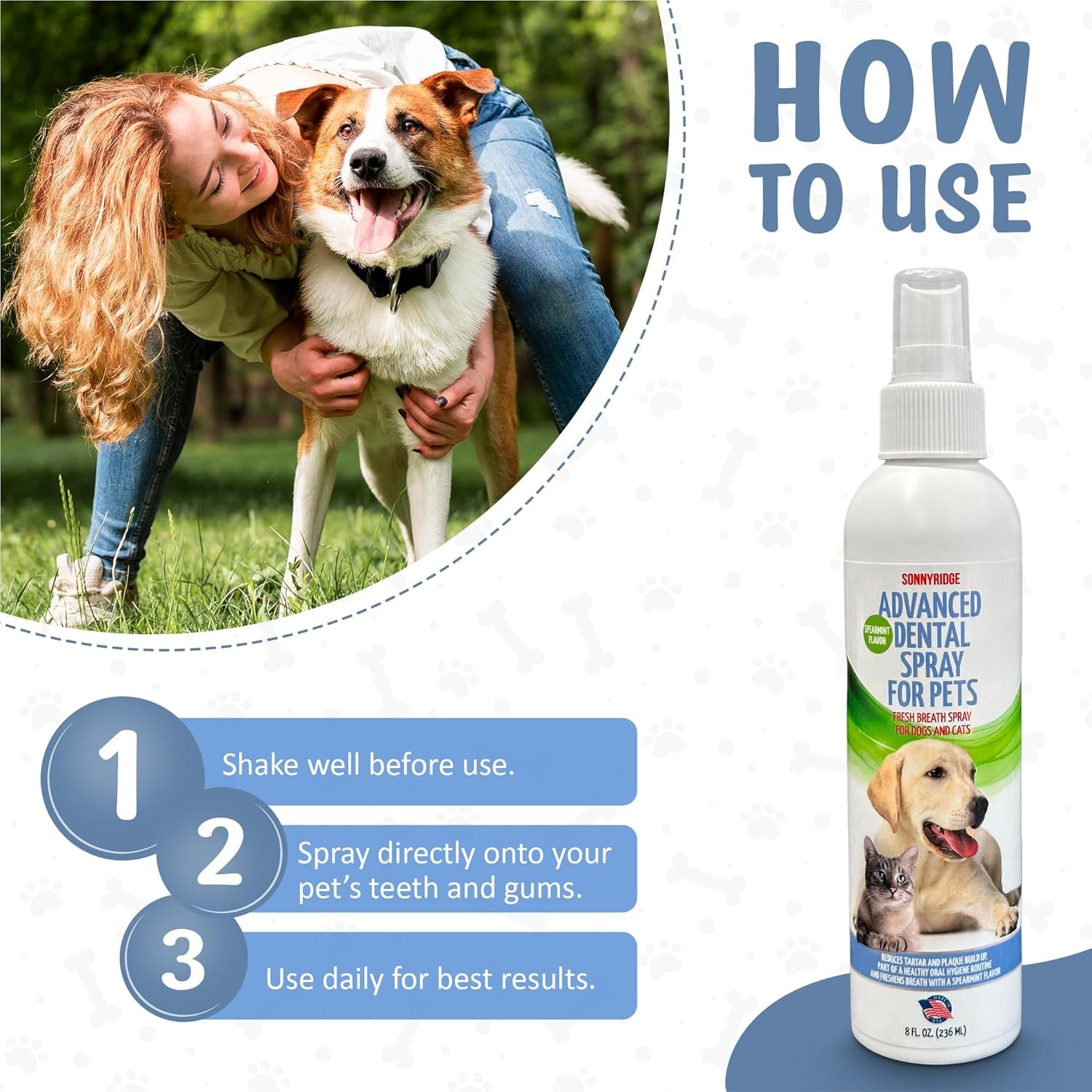 Dog Dental Spray Removes Tartar, Plaque and Freshens Breath Instantly. The Most Advanced Dental Spray for Healthy Teeth, Gums and Oral Health Care for Your Dog, Cat or Pet - 1-8 oz. Bottle - Image 6