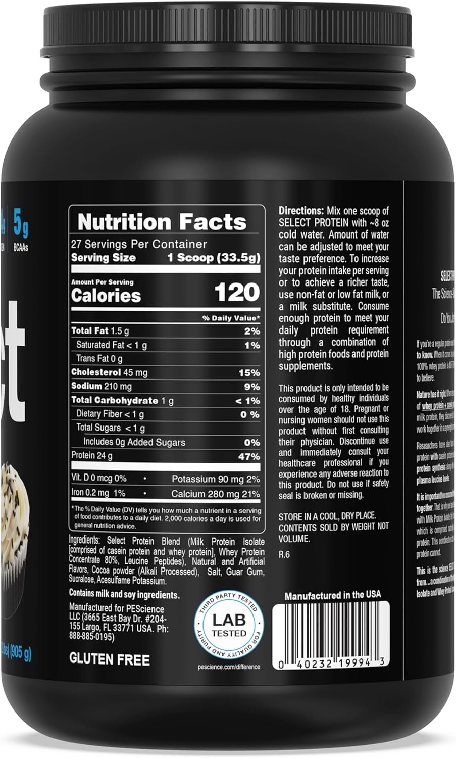 PEScience Select Protein Powder, Whey and Casein Blend, Clean Protein Powder for Women and Men, Low Calorie, Low Carb, Keto Friendly, Gluten Free - Frosted Chocolate Cupcake - 27 Servings - Image 8