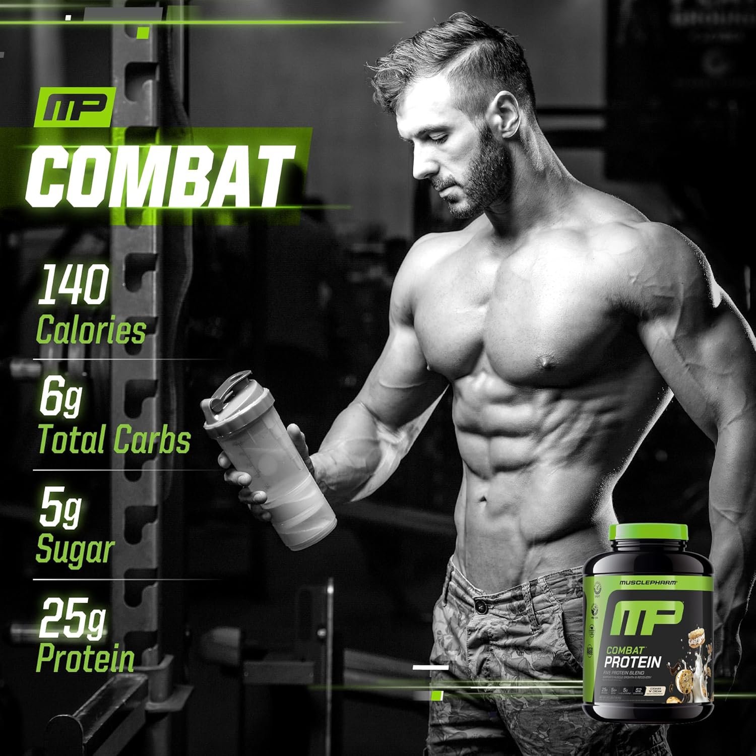 MusclePharm Combat Protein Powder, Cookies ‘N’ Cream Flavor, Fuels Muscles for Productive Workouts, 5 Protein Sources including Whey Protein Isolate & Egg Albumin, Gluten Free, 4 lb, 52 Servings - Image 5