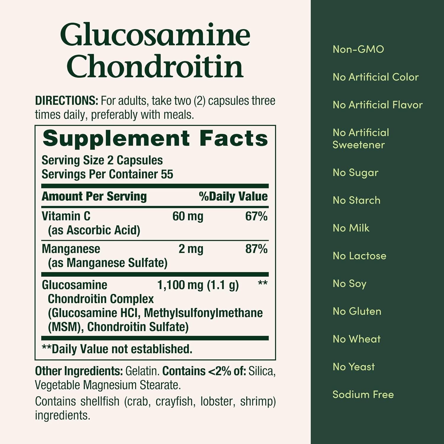Nature's Bounty Glucosamine Chondroitin Pills and Dietary Supplement, Support Joint Health, 110 Capsules - Image 5