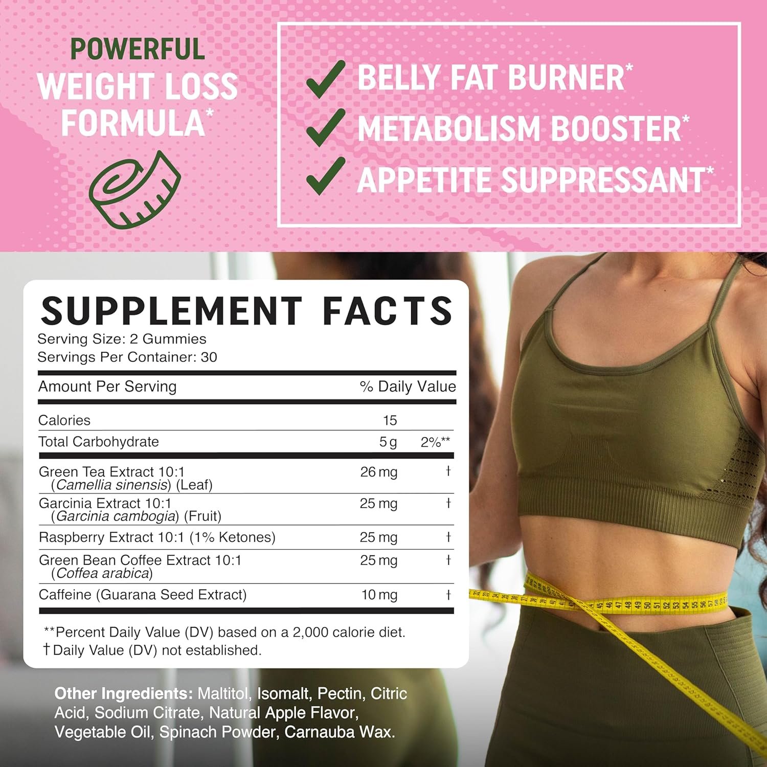 Women’s Fat Burner Gummies for Weight Loss | Green Tea, Green Coffee Bean, Garcinia Cambogia & Ketones | Fat Burners for Women Weight Loss Gummies | Green Tea Fat Burner Supplements | 60 Count - Image 6