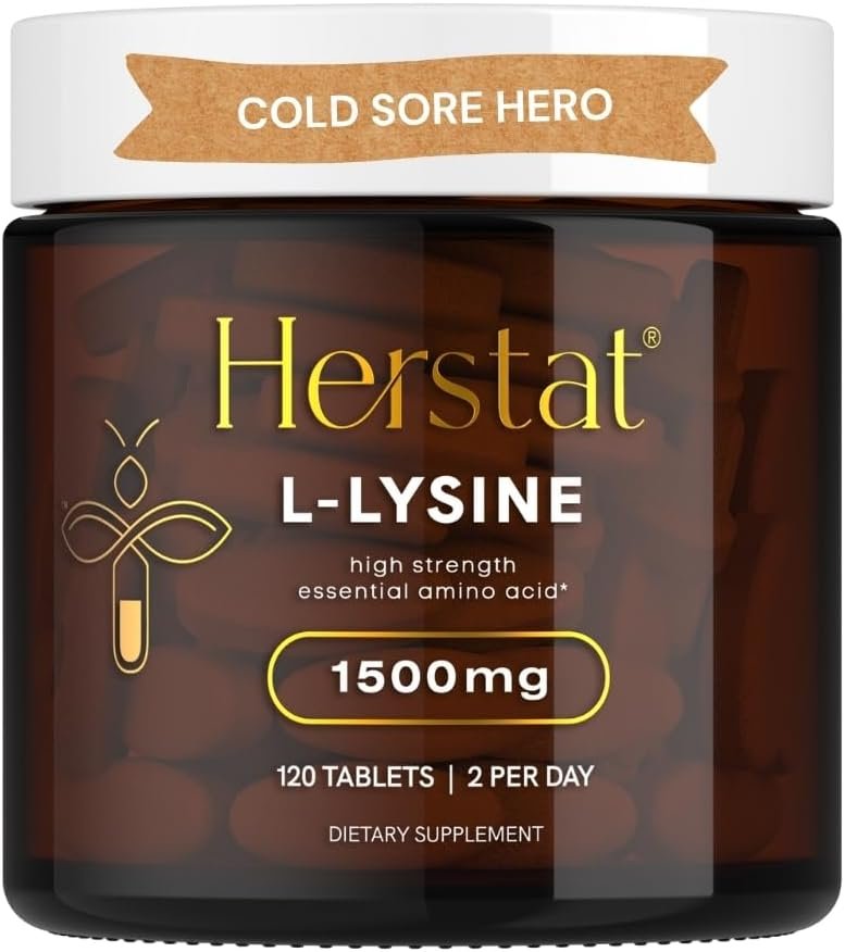 Herstat L-Lysine 1500mg | High Potency Essential Amino Acid, Vegetable Tablets, 120ct