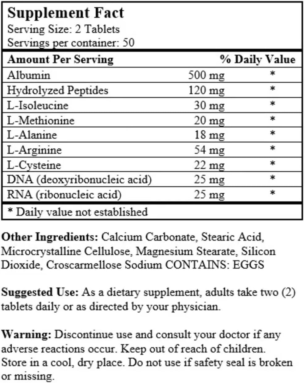 Super Albumin – Hydrolyzed Protein & Amino Acids Supplement | 100 Tablets | Supports Tissue Repair, Cellular Health & Physiological Balance - Image 7