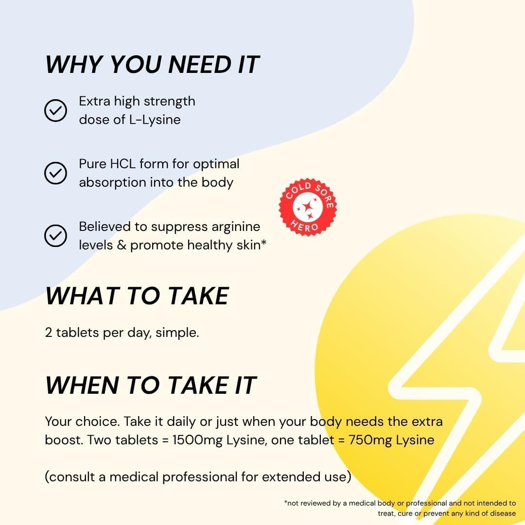 Herstat L-Lysine 1500mg | High Potency Essential Amino Acid, Vegetable Tablets, 120ct - Image 7