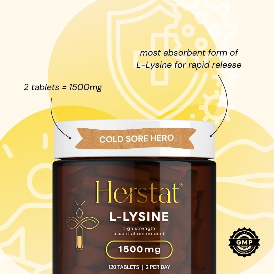 Herstat L-Lysine 1500mg | High Potency Essential Amino Acid, Vegetable Tablets, 120ct - Image 6