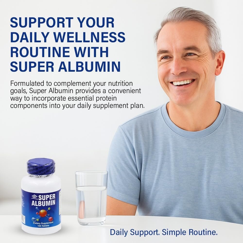 Super Albumin – Hydrolyzed Protein & Amino Acids Supplement | 100 Tablets | Supports Tissue Repair, Cellular Health & Physiological Balance - Image 2