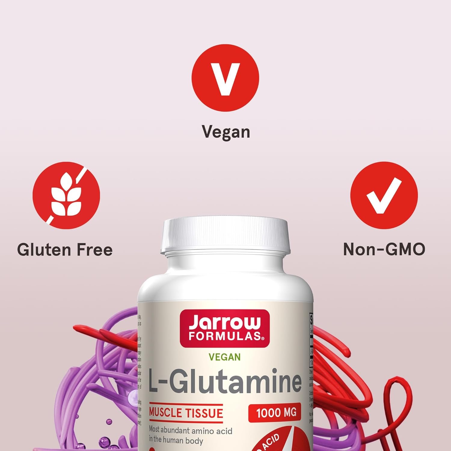 Jarrow Formulas L-Glutamine 1000 mg, Dietary Supplement for Muscle Tissue, Multifunctional Amino Acid, Immune Support , 100 Easy-Solv Tablets, 50-100 Day Supply - Image 5