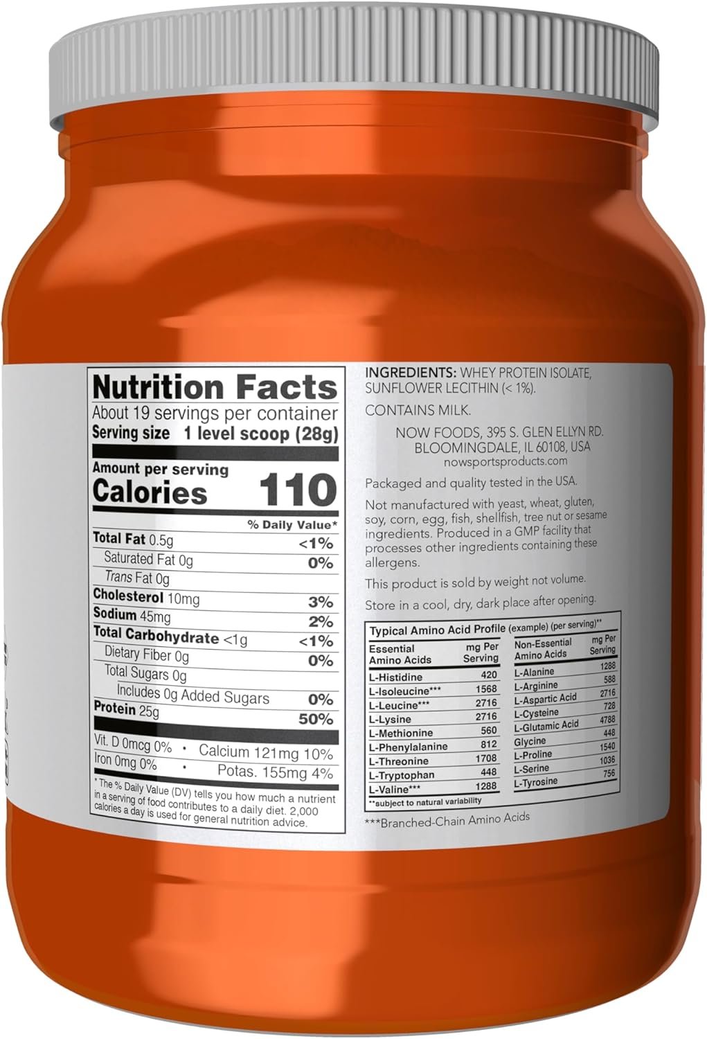 NOW Foods Sports Nutrition, Whey Protein Isolate, 25 g With BCAAs, Unflavored Powder, 1.2-Pound - Image 2