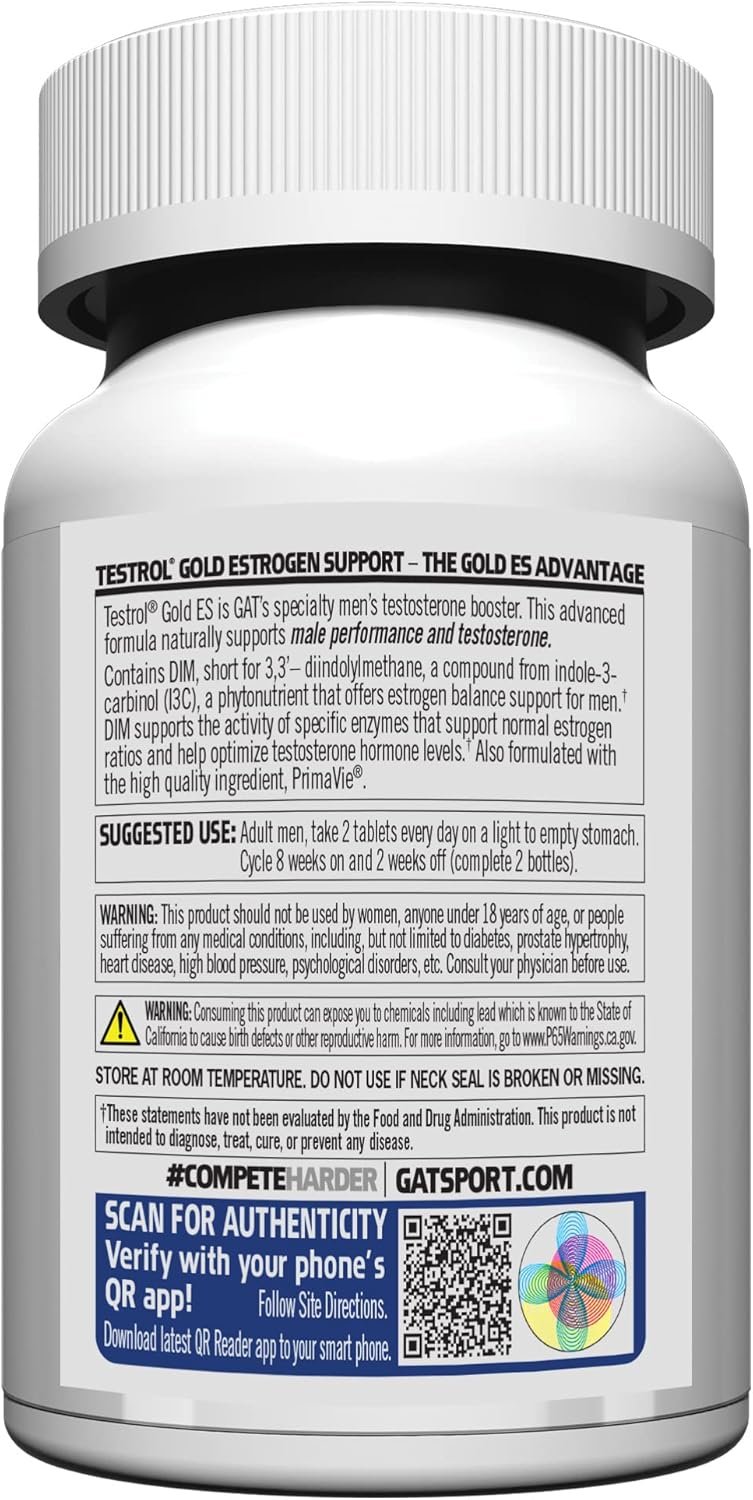 GAT SPORT Testrol Gold ES, Tribulus, DIM, Zinc, Longjack, Fenugreek, Saw Palmetto, Estrogen Balance, 60 Tablets - Image 3