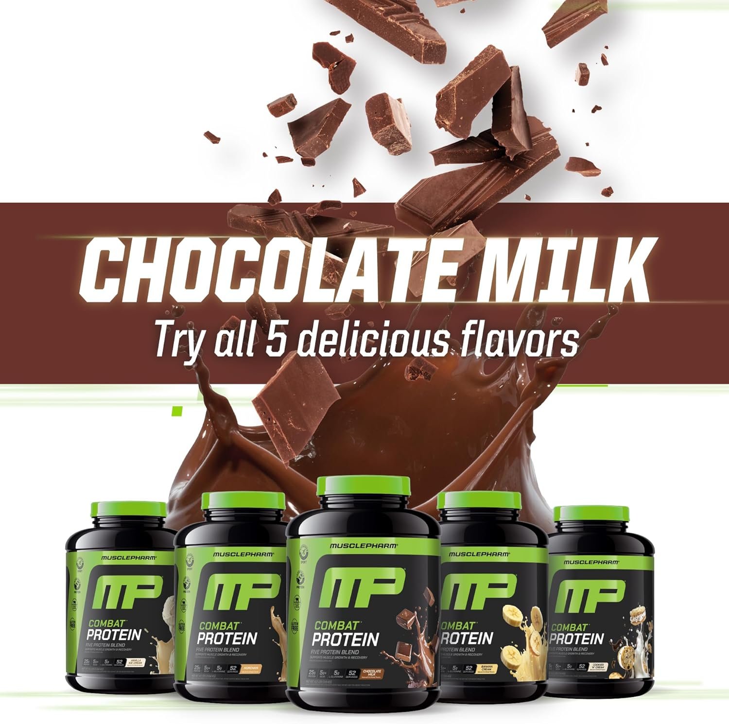 MusclePharm Combat Protein Powder, Chocolate Milk Flavor, Fuels Muscles for Productive Workouts, 5 Protein Sources Including Whey Protein Isolate & Egg Albumin, Gluten Free, 4.2 lb, 52 Servings - Image 7