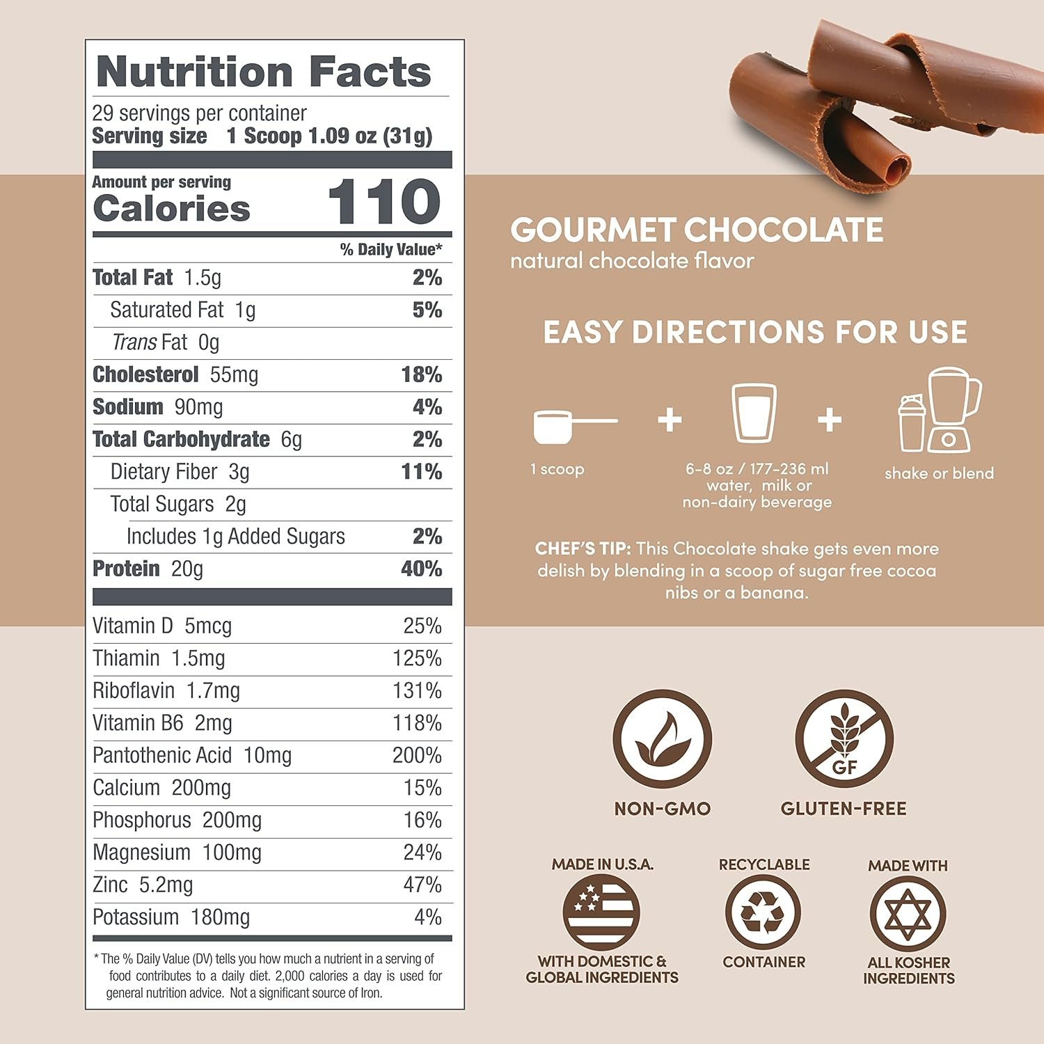 Designer Wellness, Designer Whey, Natural Whey Protein Powder with Probiotics, Fiber, and Key B-Vitamins for Energy, Gluten-Free, Gourmet Chocolate, 12oz - Image 5