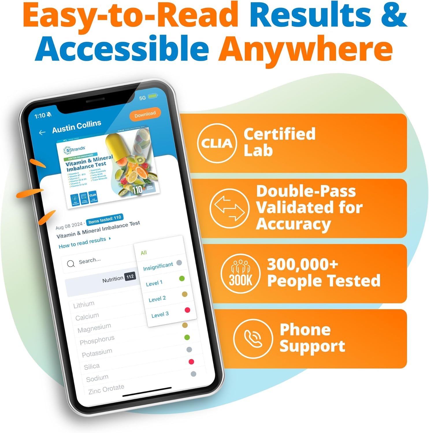 5Strands Nutrition Test, 112 Vitamins, Minerals, Amino Acids Tested, Identify Nutrient Absorption Issues, Holistic at Home Imbalance Testing, Results in 4 Days - Image 6