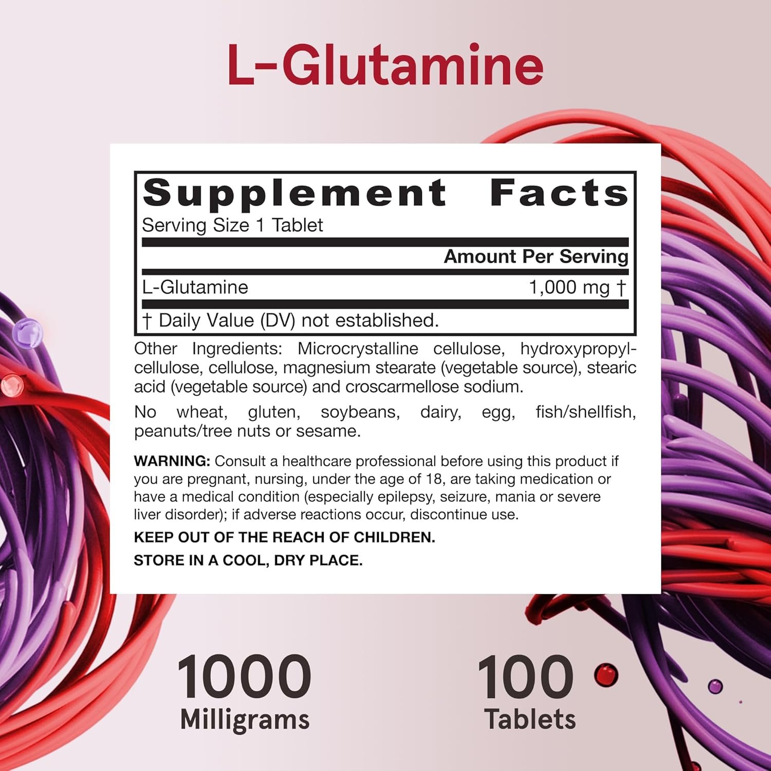 Jarrow Formulas L-Glutamine 1000 mg, Dietary Supplement for Muscle Tissue, Multifunctional Amino Acid, Immune Support , 100 Easy-Solv Tablets, 50-100 Day Supply - Image 6