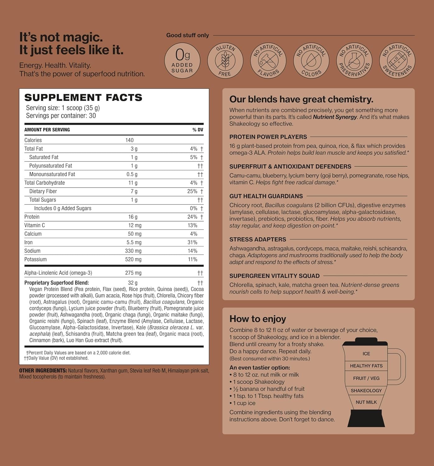 Shakeology 0g Added Sugar Plant Based Protein Powder Blend, Gluten-Free Shake with Vitamins and Minerals – Helps Support Healthy Weight Loss, Lean Muscle, Gut Health – Chocolate, 30 Servings - Image 2