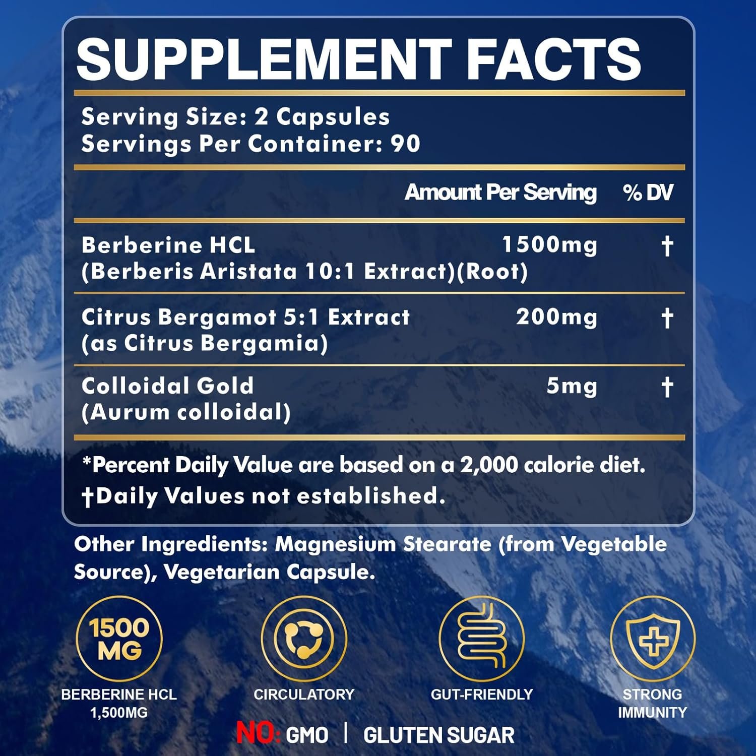 Berberine Supplement, High Strength Berberine 1500MG, 180 Caps - Plus Citrus Bergamot, Berberine HCI Root Supplements - Metabolic, AMPK Support Healthy Weight Management - Vegan, Organic, Non-GMO - Image 2